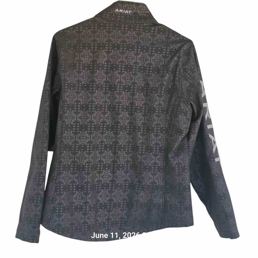 Ariat REAL Softshell Jacket Womens Large Black Aztec Western Full Zip Rodeo - Picture 2 of 9